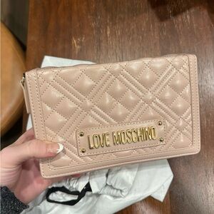 Love Moschino Quilted Pink Clutch